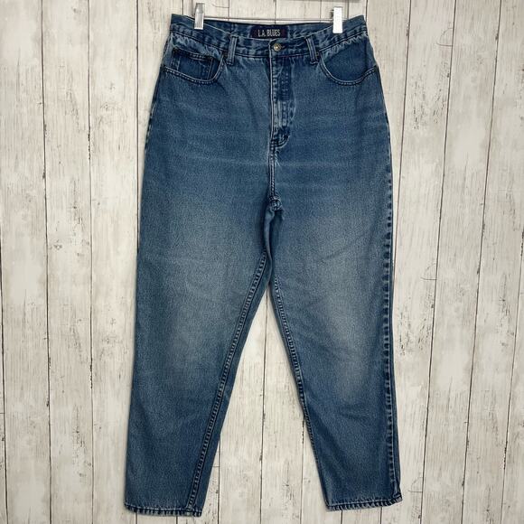 L.A. Blues Super High Rise Light Wash Wide Leg Straight Baggy Mom Jeans 14 - Picture 1 of 11